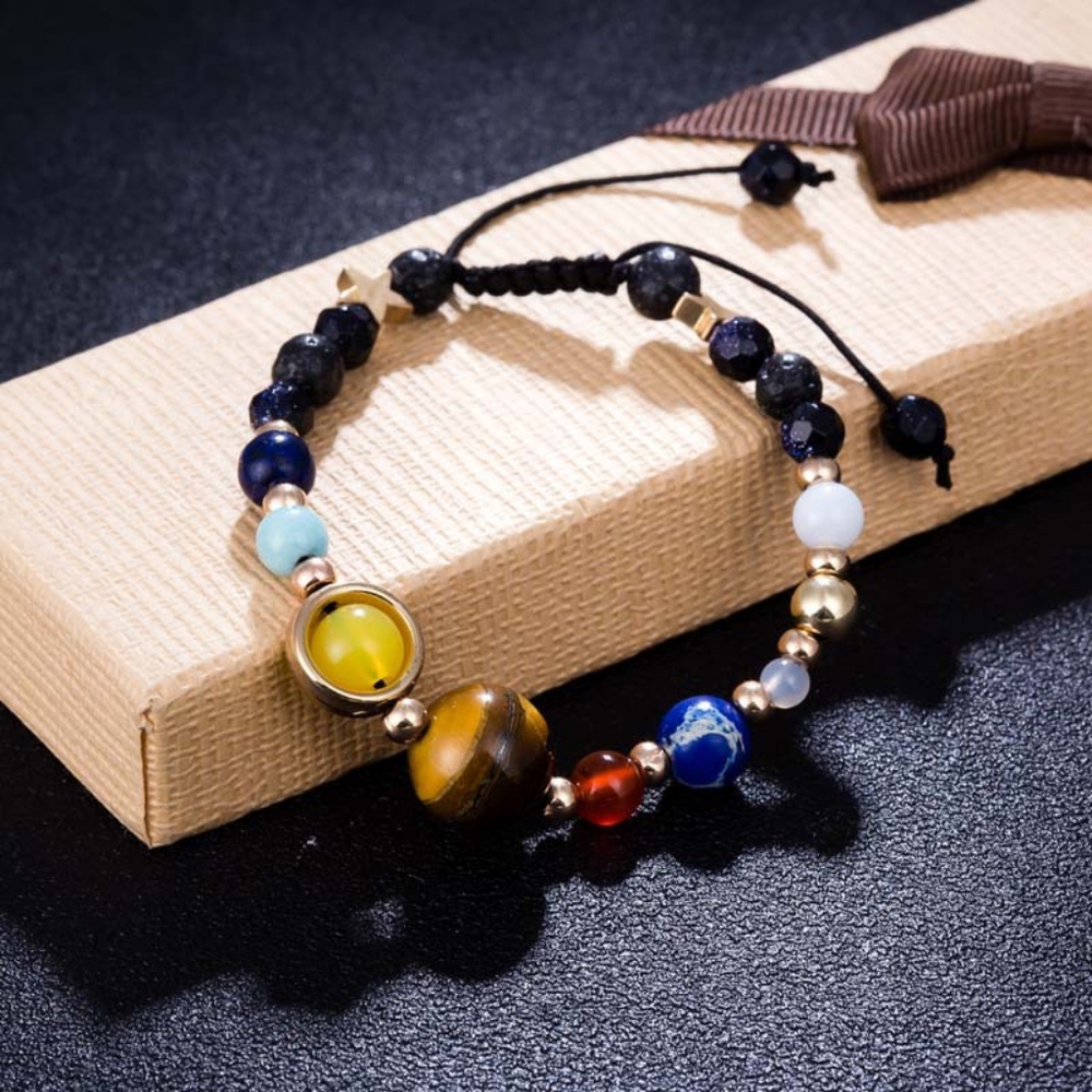 Real natural stone 8 planet bracelet